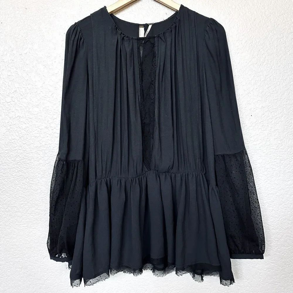 Free People Layered Flowy Tunic Blouse Top XS